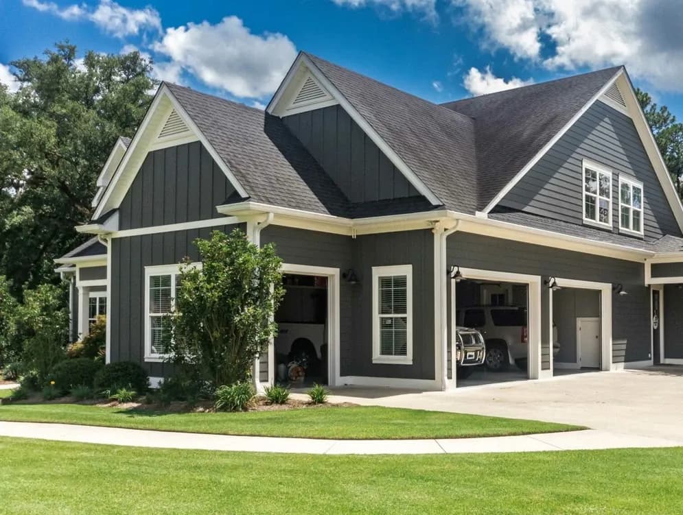 home with black siding