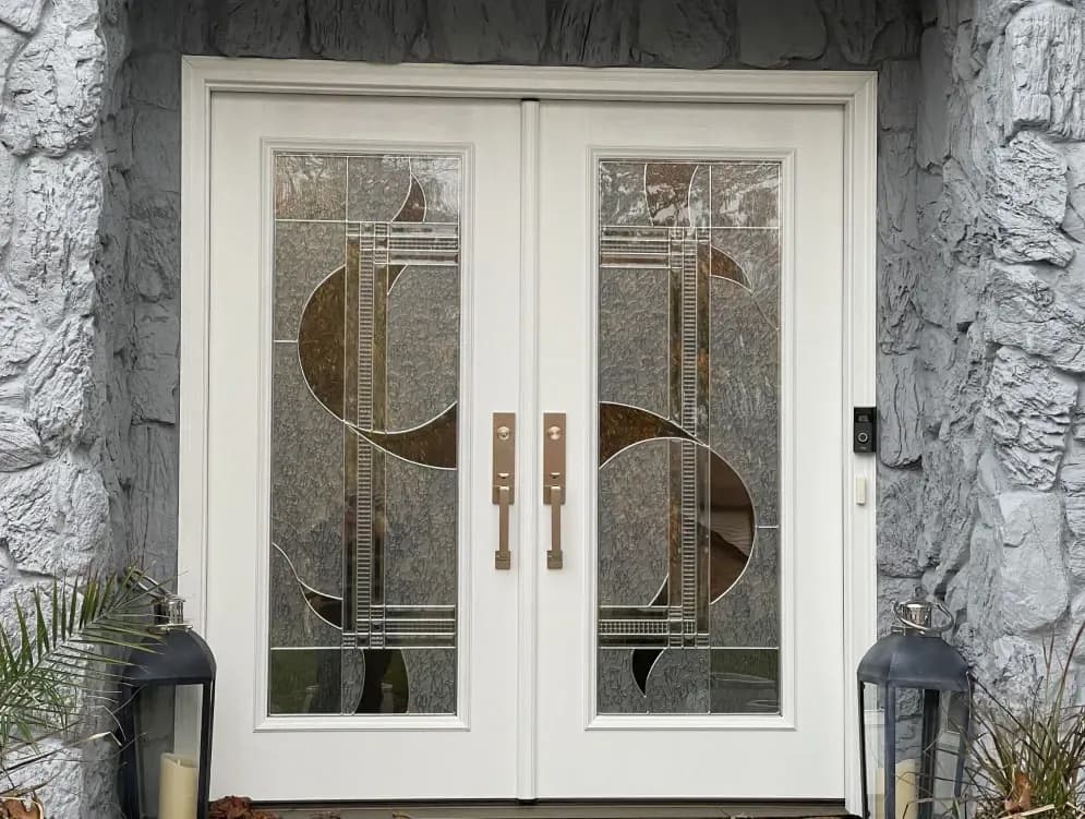 white double door with large glass